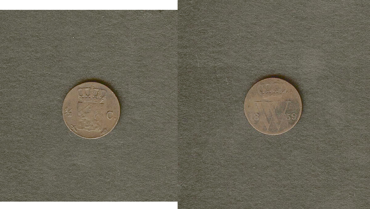 PAYS-BAS 1/2 Cent emblème monogramme de Guillaume III 1859 Utrec